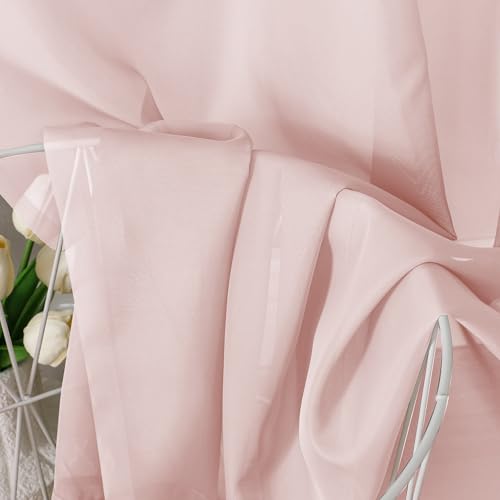 Blush Pink Sheer Curtains 84 Inches Long 2 Panels Set (40"W x 84"L (Pack of 2) / Blush Pink)