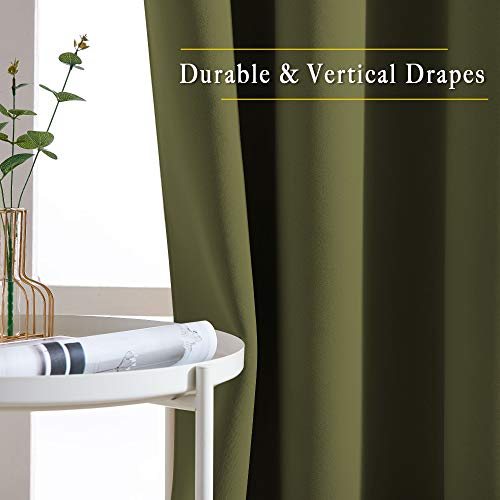 Bedroom Room Darkening Curtains and Drapes (Olive / 46"W x 54"L (Pack of 2))