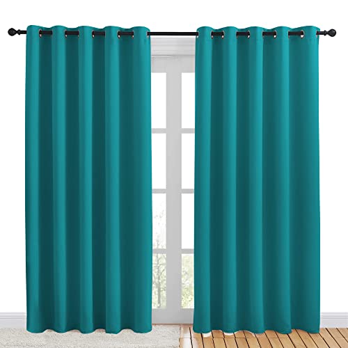 Blackout Draperies Curtains for Kids Room (Peacock Teal / 70"W x 84"L (Pack of 2))