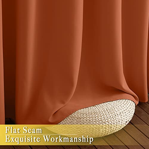Blackout Living Room Curtain 108 inches Length (Burnt Orange / 52"W x 108"L (Pack of 1))