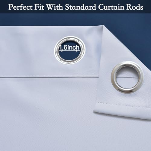 Ombre Gradient Blue White to Gray Curtains for Bedroom (52"W x 84"L (Pack of 1) / Blue and White)