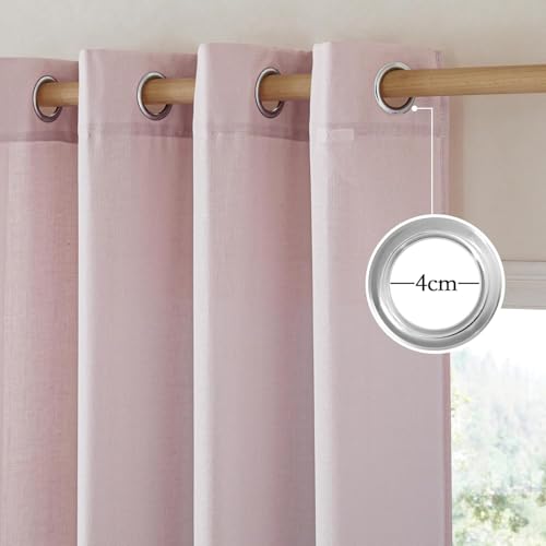 Blush Pink Linen Curtains for Kitchen (Blush Pink / 42"W x 84"L (Pack of 2))