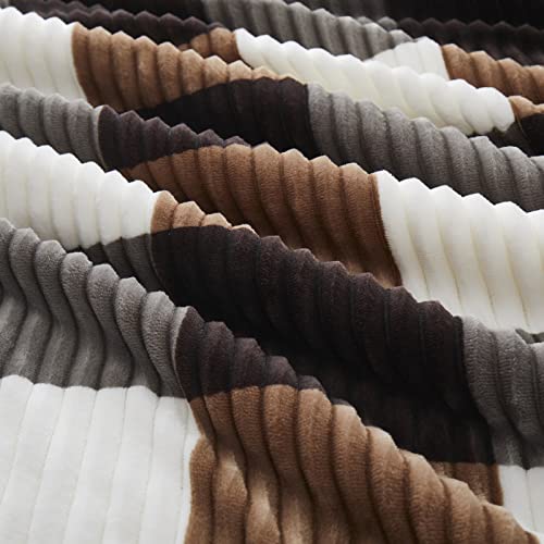 Sherpa Blanket Twin Plaid Thick Bed Blanket (Brown-check / 60"*80")