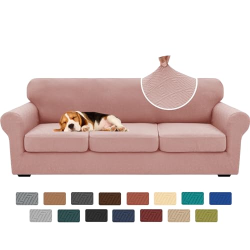 4 Piece Stretch X (91"-110"(3 Cushions) / Dusty Pink)