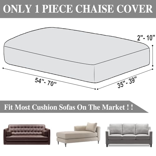 Couch Cushion Cover Chaise Lounge Cover Washable Separate Seat Chaise Couch Cover Stretch Sectional Sofa Slipcover (White / Chaise Cover)