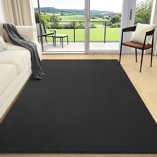 6x9 Area Rugs for Living Room Non Slip Dorm Bedroom Rug (6' x 9' (Rectangular) / Dark Grey)