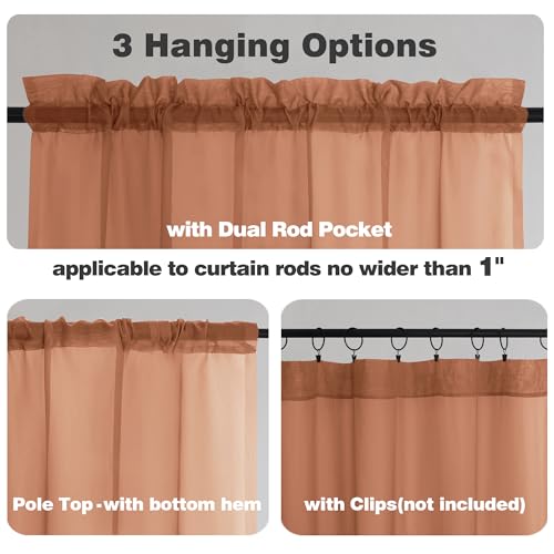 Orange Sheer Valances for Windows (Orange / 42"W x 16"L (Pack of 2))