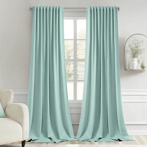 Aqua Back Tab Blackout Curtains 52x120 Inch Long 2 Panels Set (Aqua / 52"W x 120"L (Pack of 2))