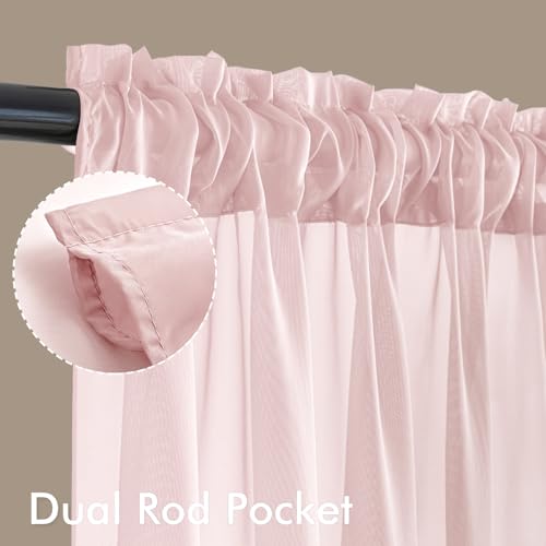 Blush Pink Sheer Curtains 84 Inches Long 4 Panels 42 x 84 Inches (42"W x 84"L (Pack of 4) / Blush Pink)