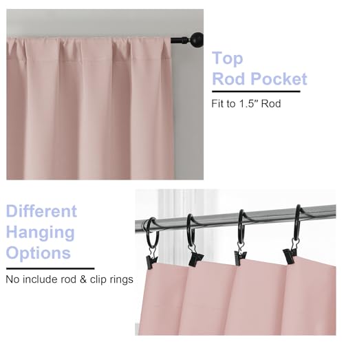 Ava Blackout Curtains for Patio 108 Inches Long 2 Panels Set (Blush / 50"W x 108"L (Pack of 2))