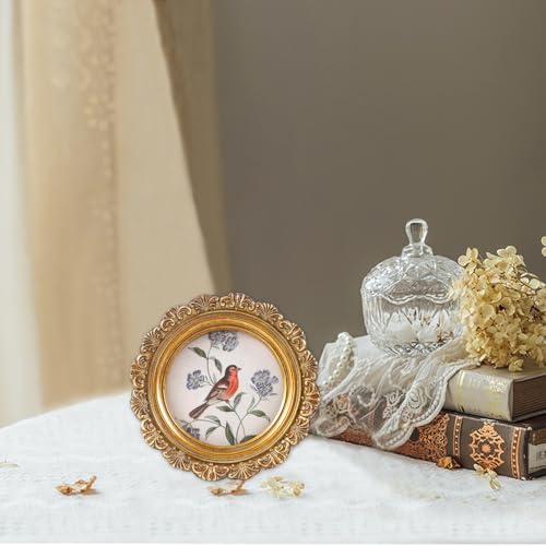Vintage Picture Frames 4x4 Round Bronze Antique Picture Frames with Glass Front Handcrafted Rustic Home Decor for Wall Mount and Tabletop Gallery Wall Art (Bronze / 4x4 Round)