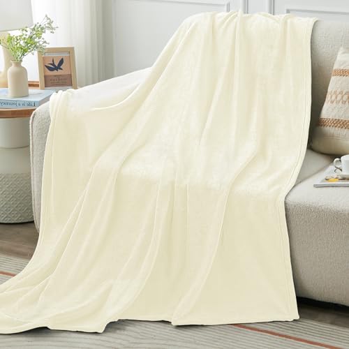 Cream Fleece Blanket Twin Size (Cream / Twin(60"x80"))