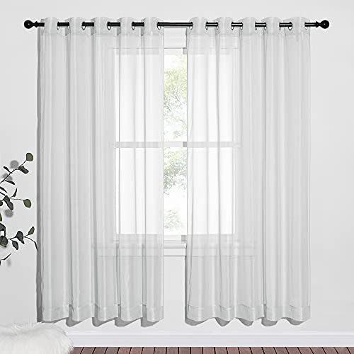 Sheer Window Curtains for Living Room (Light Gray / 70"W x 72"L (Pack of 2))