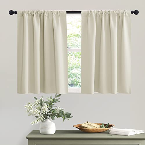 Short Beige Curtains for Small Bedroom Window Cafe (Beige / 42"W x 36"L (Pack of 2))