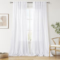 Snow White Linen Curtains 90 Inches Long for Living Room Light Filtering Semi Sheer Curtain Back Tab Luxury Neutral Coastal Modern Farmhouse Decor Drapes for Bedroom Dinner Room 52x90 (52"W x 90"L (Pack of 2) / Snow White)