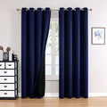 100% Blackout Curtains for Bedroom 80 Inches Long 2 Panels Set (52"W x 80"L (Pack of 2) / Navy Blue)