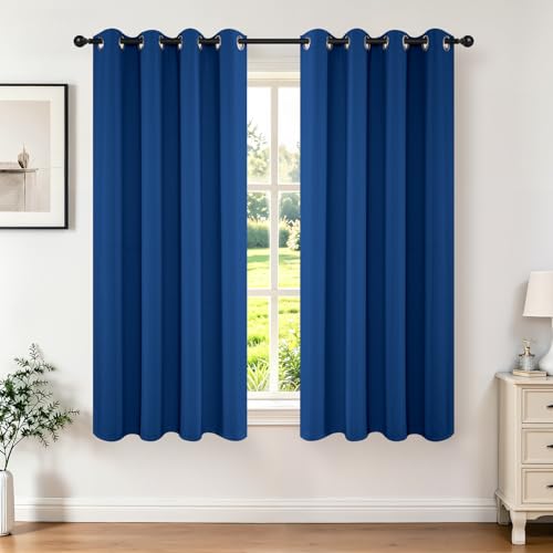 Blackout Curtains 63 inch Length 2 Panels Set (Royal Blue / 42"W x 63"L (Pack of 2))