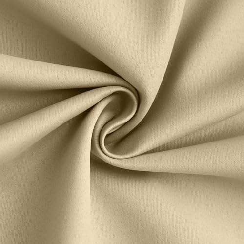Beige 100% Blackout Curtains 84 Inches Long for Bedroom 50" Wide (50"W x 84"L (Pack of 2) / Beige With White Backing)