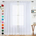 Basic Rod Pocket Sheer Voile Window Curtain Panels White 1 Pair 2 Panels 52 Width 84 Inch Long for Kitchen Bedroom Children Living Room Yard (White / 52"W x 84"L (Pack of 2))