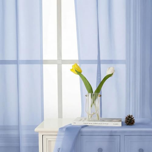 Denim Blue Sheer Curtains 72 Inches Long 2 Panels (Denim Blue / 42"W x 72"L (Pack of 2))