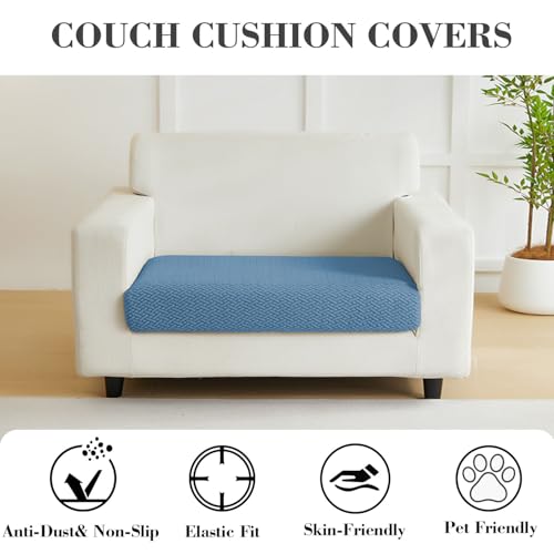 Sofa Covers Couch Covers for Sofa Pet Friendly Couch Cushion Covers Universal Sofa Covers Washable Stretch Slipcovers for Sectional Sofa (Texture Blue / Extra Large Single Seat Cover)
