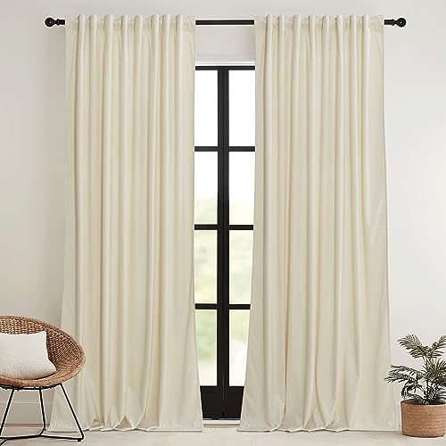 Velvet Curtains 102 inches Long (Beige / 52"W x 102"L (Pack of 2))