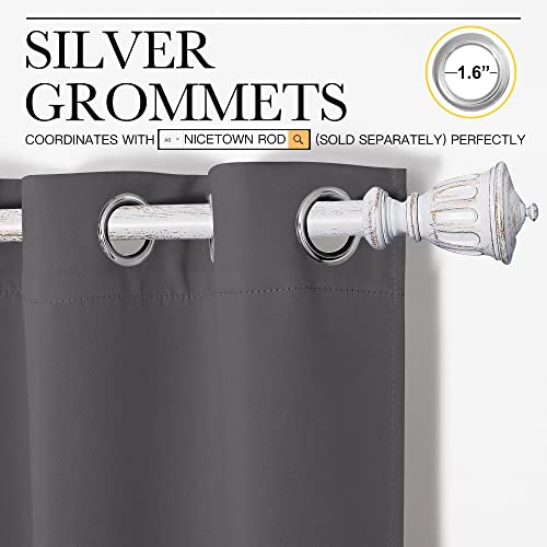 Grey Blackout Cafe Curtain Panels for Bedroom (Grey / 42"W x 40"L (Pack of 2))