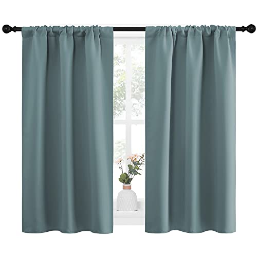 Greyish Blue Blackout Curtains Panels for Window (Greyish Blue / 34"W x 45"L (Pack of 2))