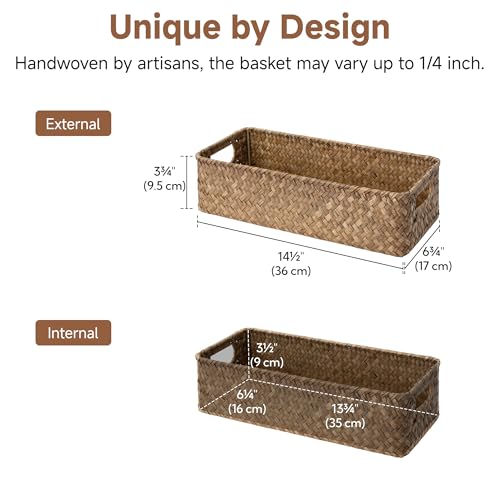 Wicker Seagrass Baskets (Brown (Seagrass) / 14¼" L x 6¾" W x 3¾" H)