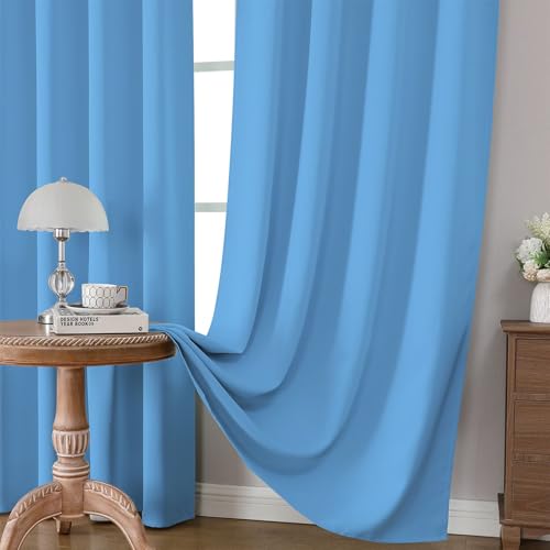 Light Blue Blackout Curtains 84 inch Length 2 Panels Set (Light Blue / 52"W x 84"L (Pack of 2))