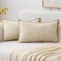 Decorative Lumbar Throw Pillow Covers 12x20 Inch Beige 2 Pack (Beige / 20" x 12" (Pack of 2))