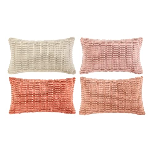 4 Packs Decorative Throw Pillow Covers for Living Room Couch Bed (20" x 12" (Pack of 4) / Pink Series)