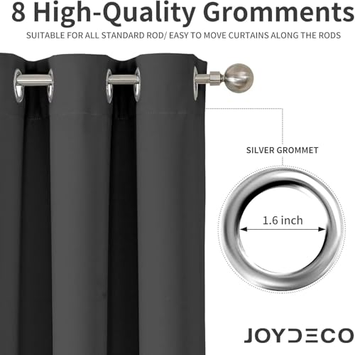 Blackout Curtains 63 Inch Length 2 Panels Set (Grey / 52"W x 63"L (Pack of 2))