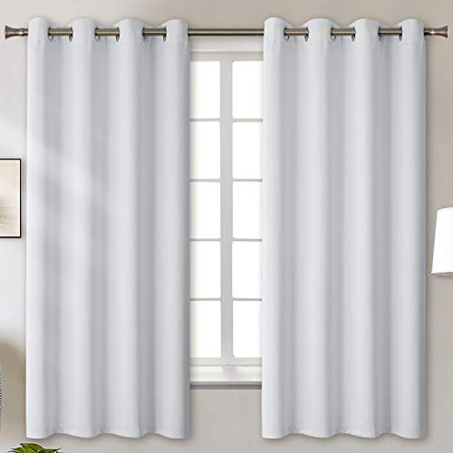 Greyish White Room Darkening Curtains 63 Inch for Bedroom (Greyish White / 46"W x 63"L (Pack of 2))