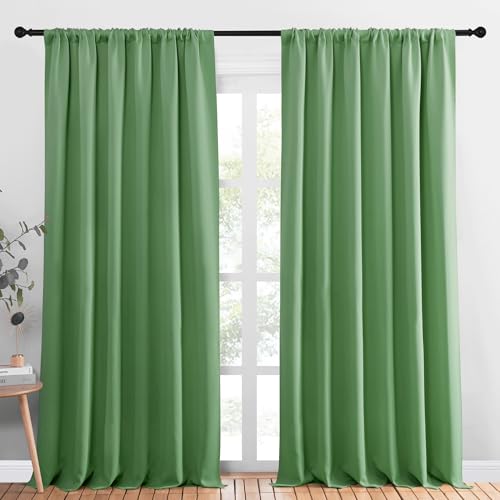 Blackout Curtains Window Draperies (Froest Green / 95"W x 95"L (Pack of 2))