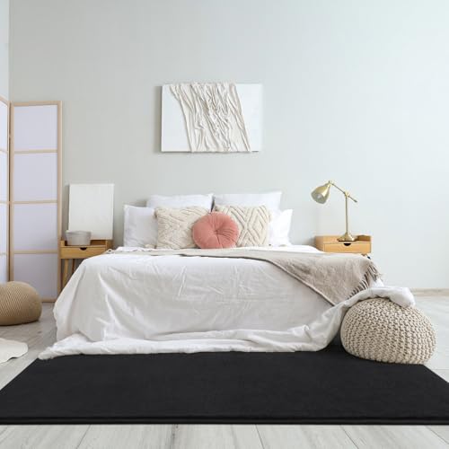 Modern Soft Hallway Runner Rug (2' x 8' (Runner) / Black)