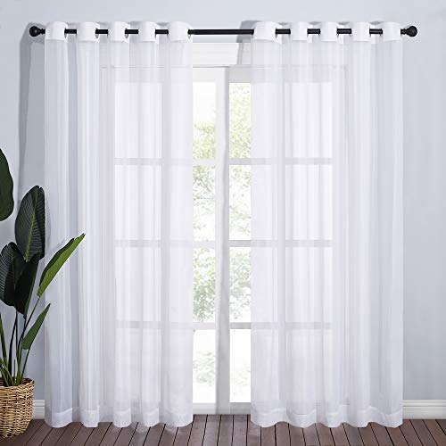 Voile Sheer Curtains for Windows (White / 70"W x 72"L (Pack of 2))