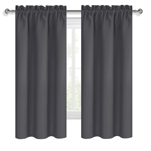 Blackout Curtains for Bedroom 38 x 72 Inch Long Dark Grey 2 Panels (Dark Grey / 38"W x 72"L (Pack of 2))