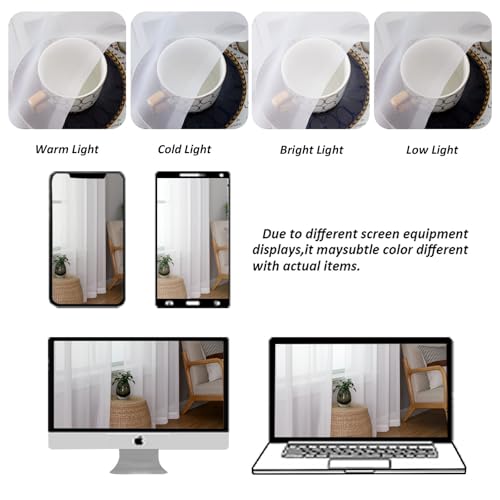 White Sheer Curtains 68 Inch Length (White / 42"W x 68"L (Pack of 2))