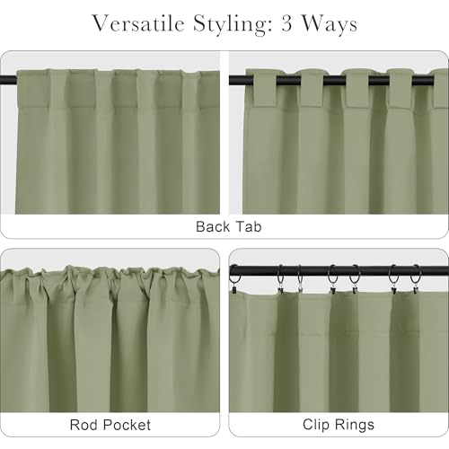 Short Blackout Curtains (Meadow Green / 42"W x 45"L (Pack of 2))