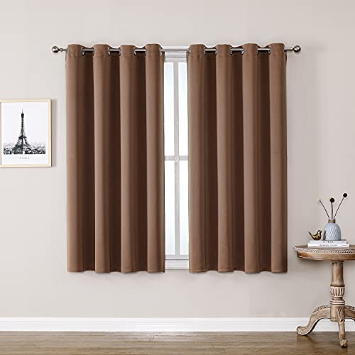 Room Darkening Curtains for Bedroom and Living Room 45 Inch Long (52"W x 45"L (Pack of 2) / Cappuccino)
