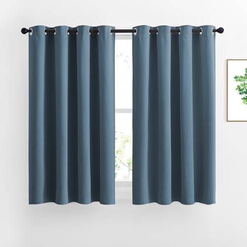 Window Curtains Blackout Drapes (Smoky Blue / 52"W x 45"L (Pack of 2))