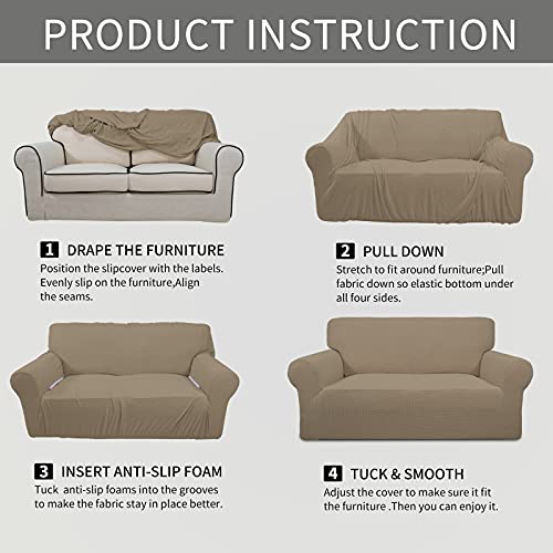 Stretch Chair Slipcover with Arm Washable Natural (Small Chair / Natural)
