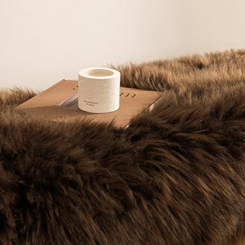 Ashler Faux Fur Rug (2' x 6' (Irregular) / C-dark Coffee)