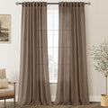 Chocolate Brown Linen Curtain 90 inch Length 2 Panels Set Back Tab Light Filtering Living Room Curtain Drapes Home Office Modern Minimalist Decor Farmhouse Boho Neutral Semi Sheer Curtain 90 inch Long (Chocolate Brown / 52"W x 90"L (Pack of 2))