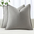 Decorative Linen Euro Sham Pillow Covers 24x24 Light Gray (Light Gray / 24" x 24" (Pack of 2))