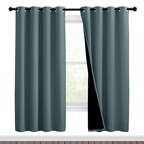 100% Blackout Window Curtain Panels (Greyish Blue / 46"W x 72"L (Pack of 2))