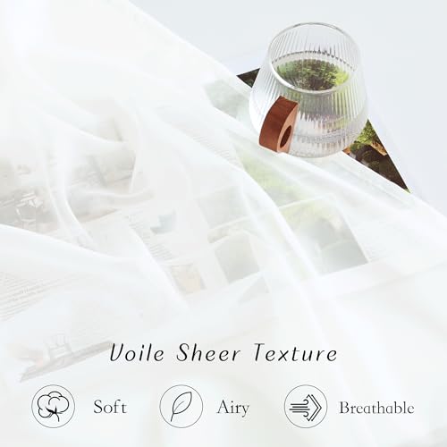 Beige Sheer Long Curtains 102 Inches (Beige / 54"W x 102"L (Pack of 2))