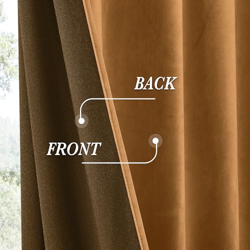 Bronze Velvet Blackout Curtains 96 inches for Bedroom Living Room (Bronze / 52"W x 96"L (Pack of 2))