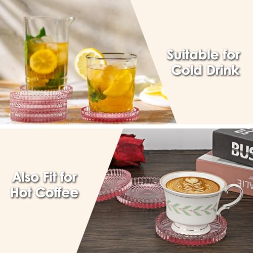 Modern Clear Coaster Set of 5 (Clear Pink)